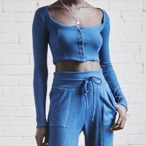 Urban Outfits Harley Thermal Button Top